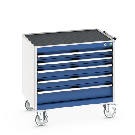 40402107 - Armoire Roulante CUBIO SLR-866-53 - Avec 5 Tiroirs + Dessus Rebords/Tapis - LxPxH: 800x650x785mm - Bleu Gentiane RAL 5010 40402107 - Armoire Roulante CUBIO SLR-866-53 - Avec 5 Tiroirs + Dessus Rebords/Tapis - LxPxH: 800x650x785mm - Bleu Gentiane RAL 5010