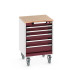 40402135 - Armoire Roulante CUBIO SLR-556-51 - Avec 5 Tiroirs + Dessus Multiplex - LxPxH: 525x525x790mm - Rouge Pourpre RAL 3004 40402135 - Armoire Roulante CUBIO SLR-556-51 - Avec 5 Tiroirs + Dessus Multiplex - LxPxH: 525x525x790mm - Rouge Pourpre RAL 3004