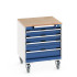 40402143 - Armoire Roulante CUBIO SLR-666-41 - Avec 5 Tiroirs + Dessus Multiplex - LxPxH: 650x650x790mm - Bleu Gentiane RAL 5010 40402143 - Armoire Roulante CUBIO SLR-666-41 - Avec 5 Tiroirs + Dessus Multiplex - LxPxH: 650x650x790mm - Bleu Gentiane RAL 5010