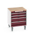 40402143 - Armoire Roulante CUBIO SLR-666-41 - Avec 5 Tiroirs + Dessus Multiplex - LxPxH: 650x650x790mm - Rouge Pourpre RAL 3004 40402143 - Armoire Roulante CUBIO SLR-666-41 - Avec 5 Tiroirs + Dessus Multiplex - LxPxH: 650x650x790mm - Rouge Pourpre RAL 3004