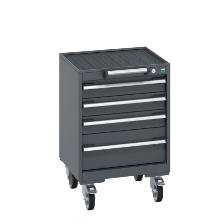 40402109 - CUBIO armoire roulante SLR-556-43 - Avec 4 tiroirs + Dessus Rebords/Tapis - LxPxH: 525x525x780mm - Full Gris Anthracite RAL 7016 40402109 - CUBIO armoire roulante SLR-556-43 - Avec 4 tiroirs + Dessus Rebords/Tapis - LxPxH: 525x525x780mm - Full Gris Anthracite RAL 7016