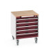 40402145 - Armoire Roulante CUBIO SLR-666-53 - Avec 5 Tiroirs + Dessus Multiplex - LxPxH: 650x650x790mm - Rouge Pourpre RAL 3004 40402145 - Armoire Roulante CUBIO SLR-666-53 - Avec 5 Tiroirs + Dessus Multiplex - LxPxH: 650x650x790mm - Rouge Pourpre RAL 3004