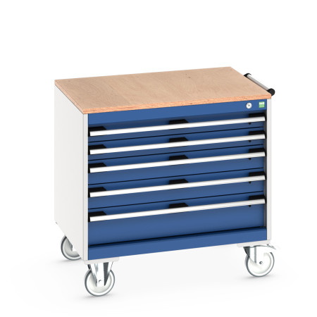 40402153 - Armoire Roulante CUBIO SLR-866-53 - Avec 5 Tiroirs + Dessus Multiplex - LxPxH: 800x650x790mm - Bleu Gentiane RAL 5010 40402153 - Armoire Roulante CUBIO SLR-866-53 - Avec 5 Tiroirs + Dessus Multiplex - LxPxH: 800x650x790mm - Bleu Gentiane RAL 5010