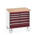 40402153 - Armoire Roulante CUBIO SLR-866-53 - Avec 5 Tiroirs + Dessus Multiplex - LxPxH: 800x650x790mm - Rouge Pourpre RAL 3004 40402153 - Armoire Roulante CUBIO SLR-866-53 - Avec 5 Tiroirs + Dessus Multiplex - LxPxH: 800x650x790mm - Rouge Pourpre RAL 3004