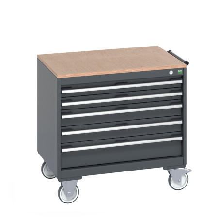 40402153 - Armoire Roulante CUBIO SLR-866-53 - Avec 5 Tiroirs + Dessus Multiplex - LxPxH: 800x650x790mm - Full Gris Anthracite RAL 7016 40402153 - Armoire Roulante CUBIO SLR-866-53 - Avec 5 Tiroirs + Dessus Multiplex - LxPxH: 800x650x790mm - Full Gris Anthracite RAL 7016
