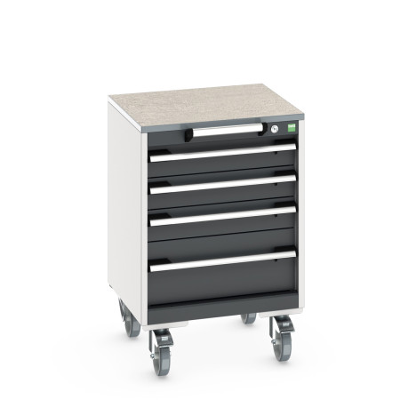40402134 - Armoire Roulante CUBIO SLR-556-53 - Avec 5 Tiroirs + Dessus Lino - LxPxH: 525x525x790mm - Gris Anthracite RAL 7016 40402134 - Armoire Roulante CUBIO SLR-556-53 - Avec 5 Tiroirs + Dessus Lino - LxPxH: 525x525x790mm - Gris Anthracite RAL 7016