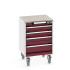 40402134 - Armoire Roulante CUBIO SLR-556-53 - Avec 5 Tiroirs + Dessus Lino - LxPxH: 525x525x790mm - Rouge Pourpre RAL 3004 40402134 - Armoire Roulante CUBIO SLR-556-53 - Avec 5 Tiroirs + Dessus Lino - LxPxH: 525x525x790mm - Rouge Pourpre RAL 3004