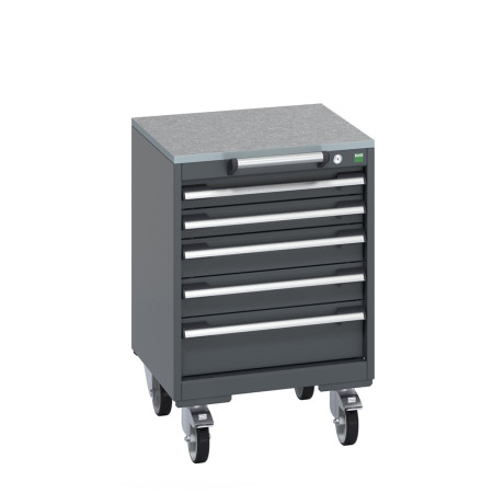 40402136 - Armoire Roulante CUBIO SLR-556-51 - Avec 5 Tiroirs + Dessus Lino - LxPxH: 525x525x790mm - Full Gris Anthracite RAL 7016 40402136 - Armoire Roulante CUBIO SLR-556-51 - Avec 5 Tiroirs + Dessus Lino - LxPxH: 525x525x790mm - Full Gris Anthracite RAL 7016