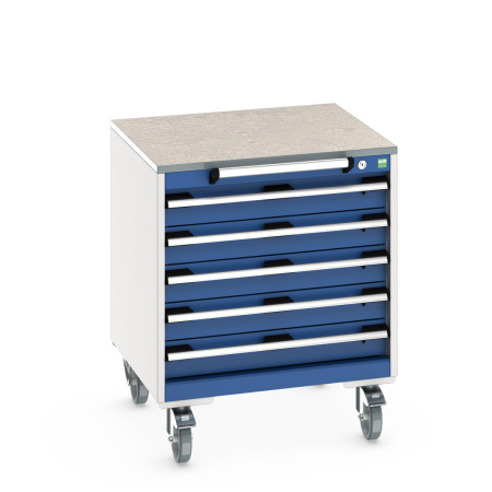 40402146 - Armoire Roulante CUBIO SLR-666-53 - Avec 5 Tiroirs + Dessus Lino - LxPxH: 650x650x790mm - Bleu Gentiane RAL 5010 40402146 - Armoire Roulante CUBIO SLR-666-53 - Avec 5 Tiroirs + Dessus Lino - LxPxH: 650x650x790mm - Bleu Gentiane RAL 5010