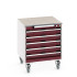 40402146 - Armoire Roulante CUBIO SLR-666-53 - Avec 5 Tiroirs + Dessus Lino - LxPxH: 650x650x790mm - Rouge Pourpre RAL 3004 40402146 - Armoire Roulante CUBIO SLR-666-53 - Avec 5 Tiroirs + Dessus Lino - LxPxH: 650x650x790mm - Rouge Pourpre RAL 3004