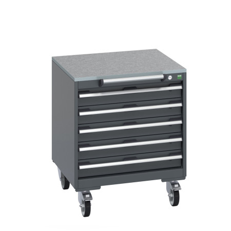 40402146 - Armoire Roulante CUBIO SLR-666-53 - Avec 5 Tiroirs + Dessus Lino - LxPxH: 650x650x790mm - Full Gris Anthracite RAL 7016 40402146 - Armoire Roulante CUBIO SLR-666-53 - Avec 5 Tiroirs + Dessus Lino - LxPxH: 650x650x790mm - Full Gris Anthracite RAL 7016