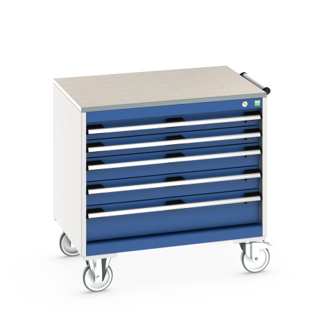 40402154 - Armoire Roulante CUBIO SLR-866-53 - Avec 5 Tiroirs + Dessus Lino - LxPxH: 800x650x790mm - Bleu Gentiane RAL 5010 40402154 - Armoire Roulante CUBIO SLR-866-53 - Avec 5 Tiroirs + Dessus Lino - LxPxH: 800x650x790mm - Bleu Gentiane RAL 5010