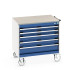 40402154 - Armoire Roulante CUBIO SLR-866-53 - Avec 5 Tiroirs + Dessus Lino - LxPxH: 800x650x790mm - Bleu Gentiane RAL 5010 40402154 - Armoire Roulante CUBIO SLR-866-53 - Avec 5 Tiroirs + Dessus Lino - LxPxH: 800x650x790mm - Bleu Gentiane RAL 5010