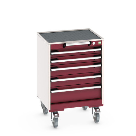 40402011 - Armoire Roulante CUBIOS LR-556-51 - Avec 5 Tiroirs + Dessus Rebords/Tapis - LxPxH: 525x525x785mm - Rouge Pourpre RAL 3004 40402011 - Armoire Roulante CUBIOS LR-556-51 - Avec 5 Tiroirs + Dessus Rebords/Tapis - LxPxH: 525x525x785mm - Rouge Pourpre RAL 3004