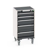40402019 - CUBIO armoire roulante SLR-558-51 - Avec 5 tiroirs + Dessus Rebords/Tapis - LxPxH: 525x525x980mm - Gris Anthracite RAL 7016 40402019 - CUBIO armoire roulante SLR-558-51 - Avec 5 tiroirs + Dessus Rebords/Tapis - LxPxH: 525x525x980mm - Gris Anthracite RAL 7016