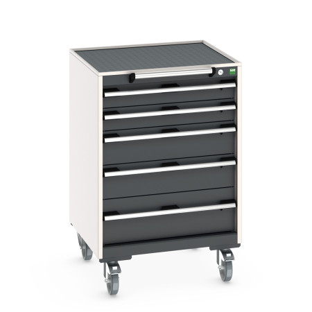 40402033 - CUBIO armoire roulante SLR-668-51 - Avec 5 tiroirs + Dessus Rebords/Tapis - LxPxH: 650x650x980mm - Gris Anthracite RAL 7016 40402033 - CUBIO armoire roulante SLR-668-51 - Avec 5 tiroirs + Dessus Rebords/Tapis - LxPxH: 650x650x980mm - Gris Anthracite RAL 7016