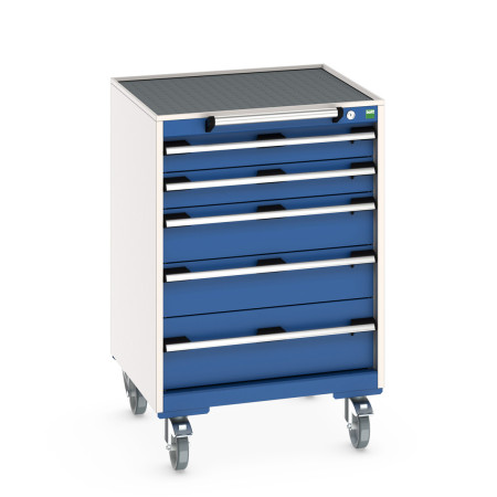 40402033 - CUBIO armoire roulante SLR-668-51 - Avec 5 tiroirs + Dessus Rebords/Tapis - LxPxH: 650x650x980mm - Bleu Gentiane RAL 5010 40402033 - CUBIO armoire roulante SLR-668-51 - Avec 5 tiroirs + Dessus Rebords/Tapis - LxPxH: 650x650x980mm - Bleu Gentiane RAL 5010