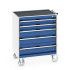 40402059 - CUBIO armoire roulante SLR-868-51 - Avec 5 tiroirs + Dessus Rebords/Tapis - LxPxH: 800x650x980mm - Bleu Gentiane RAL 5010 40402059 - CUBIO armoire roulante SLR-868-51 - Avec 5 tiroirs + Dessus Rebords/Tapis - LxPxH: 800x650x980mm - Bleu Gentiane RAL 5010