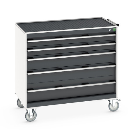 40402075 - CUBIO armoire roulante SLR-1068-51 - Avec 5 tiroirs + Dessus Rebords/Tapis - LxPxH: 1050x650x980mm - Gris Anthracite RAL 7016 40402075 - CUBIO armoire roulante SLR-1068-51 - Avec 5 tiroirs + Dessus Rebords/Tapis - LxPxH: 1050x650x980mm - Gris Anthracite RAL 7016