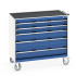 40402075 - CUBIO armoire roulante SLR-1068-51 - Avec 5 tiroirs + Dessus Rebords/Tapis - LxPxH: 1050x650x980mm - Bleu Gentiane RAL 5010 40402075 - CUBIO armoire roulante SLR-1068-51 - Avec 5 tiroirs + Dessus Rebords/Tapis - LxPxH: 1050x650x980mm - Bleu Gentiane RAL 5010