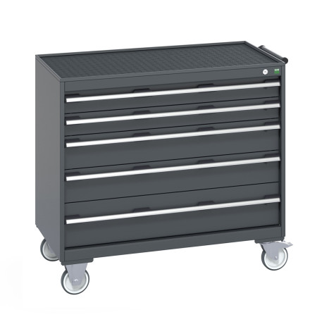 40402075 - CUBIO armoire roulante SLR-1068-51 - Avec 5 tiroirs + Dessus Rebords/Tapis - LxPxH: 1050x650x980mm - Full Gris Anthracite RAL 7016 40402075 - CUBIO armoire roulante SLR-1068-51 - Avec 5 tiroirs + Dessus Rebords/Tapis - LxPxH: 1050x650x980mm - Full Gris Anthracite RAL 7016
