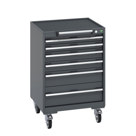 40402035 - Armoire Roulante CUBIO SLR-668-61 - Avec 6 Tiroirs + Dessus Rebords/Tapis - LxPxH: 650x650x985mm - Full Gris Anthracite RAL 7016 40402035 - Armoire Roulante CUBIO SLR-668-61 - Avec 6 Tiroirs + Dessus Rebords/Tapis - LxPxH: 650x650x985mm - Full Gris Anthracite RAL 7016