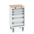 40402139 - Armoire Roulante CUBIO SLR-558-51 - Avec 5 Tiroirs + Dessus Multiplex - LxPxH: 525x525x990mm - Gris Clair RAL 7035 40402139 - Armoire Roulante CUBIO SLR-558-51 - Avec 5 Tiroirs + Dessus Multiplex - LxPxH: 525x525x990mm - Gris Clair RAL 7035