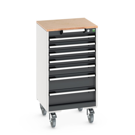 40402141 - Armoire Roulante CUBIO SLR-558-71 - Avec 6 Tiroirs + Dessus Multiplex - LxPxH: 525x525x990mm - Gris Anthracite RAL 7016 40402141 - Armoire Roulante CUBIO SLR-558-71 - Avec 6 Tiroirs + Dessus Multiplex - LxPxH: 525x525x990mm - Gris Anthracite RAL 7016
