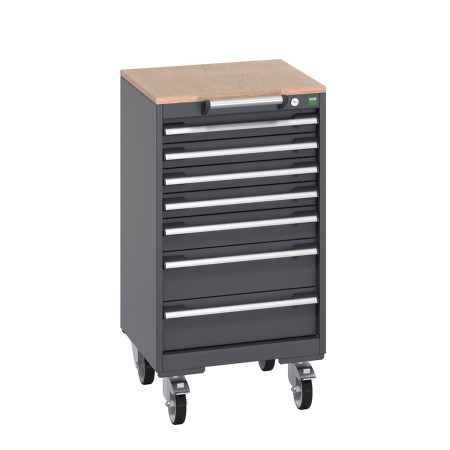 40402141 - Armoire Roulante CUBIO SLR-558-71 - Avec 6 Tiroirs + Dessus Multiplex - LxPxH: 525x525x990mm - Full Gris Anthracite RAL 7016 40402141 - Armoire Roulante CUBIO SLR-558-71 - Avec 6 Tiroirs + Dessus Multiplex - LxPxH: 525x525x990mm - Full Gris Anthracite RAL 7016