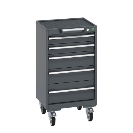 40402019 - CUBIO armoire roulante SLR-558-51 - Avec 5 tiroirs + Dessus Rebords/Tapis - LxPxH: 525x525x980mm - Full Gris Anthracite RAL 7016 40402019 - CUBIO armoire roulante SLR-558-51 - Avec 5 tiroirs + Dessus Rebords/Tapis - LxPxH: 525x525x980mm - Full Gris Anthracite RAL 7016