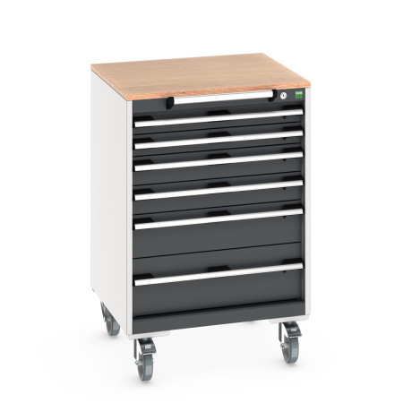 40402151 - Armoire Roulante CUBIO SLR-668-61 - Avec 6 Tiroirs + Dessus Multiplex - LxPxH: 650x650x990mm - Gris Anthracite RAL 7016 40402151 - Armoire Roulante CUBIO SLR-668-61 - Avec 6 Tiroirs + Dessus Multiplex - LxPxH: 650x650x990mm - Gris Anthracite RAL 7016