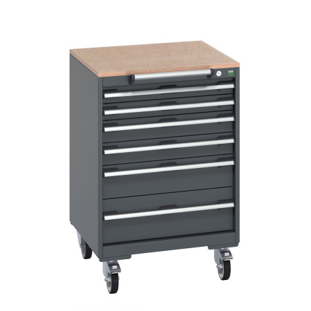 40402151 - Armoire Roulante CUBIO SLR-668-61 - Avec 6 Tiroirs + Dessus Multiplex - LxPxH: 650x650x990mm - Full Gris Anthracite RAL 7016 40402151 - Armoire Roulante CUBIO SLR-668-61 - Avec 6 Tiroirs + Dessus Multiplex - LxPxH: 650x650x990mm - Full Gris Anthracite RAL 7016