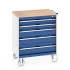 40402157 - Armoire Roulante CUBIO SLR-868-51 - Avec 5 Tiroirs + Dessus Multiplex - LxPxH: 800x650x890mm - Bleu Gentiane RAL 5010 40402157 - Armoire Roulante CUBIO SLR-868-51 - Avec 5 Tiroirs + Dessus Multiplex - LxPxH: 800x650x890mm - Bleu Gentiane RAL 5010