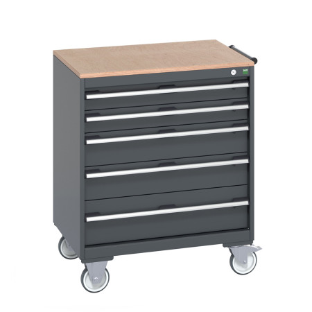 40402157 - Armoire Roulante CUBIO SLR-868-51 - Avec 5 Tiroirs + Dessus Multiplex - LxPxH: 800x650x890mm - Full Gris Anthracite RAL 7016 40402157 - Armoire Roulante CUBIO SLR-868-51 - Avec 5 Tiroirs + Dessus Multiplex - LxPxH: 800x650x890mm - Full Gris Anthracite RAL 7016