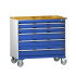 40402165 - Armoire Roulante CUBIO SLR-1068-51 - Avec 5 Tiroirs + Dessus Multiplex - LxPxH: 1050x650x890mm - Bleu Gentiane RAL 5010 40402165 - Armoire Roulante CUBIO SLR-1068-51 - Avec 5 Tiroirs + Dessus Multiplex - LxPxH: 1050x650x890mm - Bleu Gentiane RAL 5010