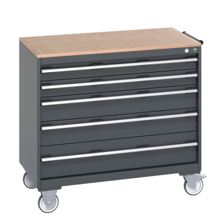 40402165 - Armoire Roulante CUBIO SLR-1068-51 - Avec 5 Tiroirs + Dessus Multiplex - LxPxH: 1050x650x890mm - Full Gris Anthracite RAL 7016 40402165 - Armoire Roulante CUBIO SLR-1068-51 - Avec 5 Tiroirs + Dessus Multiplex - LxPxH: 1050x650x890mm - Full Gris Anthracite RAL 7016