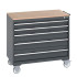 40402165 - Armoire Roulante CUBIO SLR-1068-51 - Avec 5 Tiroirs + Dessus Multiplex - LxPxH: 1050x650x890mm - Full Gris Anthracite RAL 7016 40402165 - Armoire Roulante CUBIO SLR-1068-51 - Avec 5 Tiroirs + Dessus Multiplex - LxPxH: 1050x650x890mm - Full Gris Anthracite RAL 7016