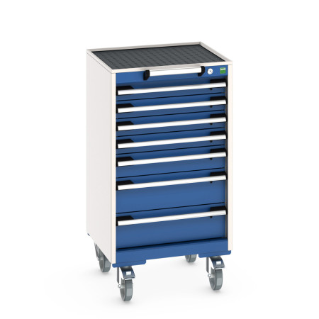 40402021 - Armoire Roulante CUBIO SLR-558-71 - Avec 7 Tiroirs + Dessus Rebords/Tapis - LxPxH: 525x525x985mm - Bleu Gentiane RAL 5010 40402021 - Armoire Roulante CUBIO SLR-558-71 - Avec 7 Tiroirs + Dessus Rebords/Tapis - LxPxH: 525x525x985mm - Bleu Gentiane RAL 5010
