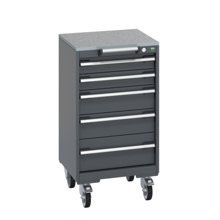 40402140 - Armoire Roulante CUBIO SLR-558-51 - Avec 5 Tiroirs + Dessus Lino - LxPxH: 525x525x990mm - Full Gris Anthracite RAL 7016 40402140 - Armoire Roulante CUBIO SLR-558-51 - Avec 5 Tiroirs + Dessus Lino - LxPxH: 525x525x990mm - Full Gris Anthracite RAL 7016