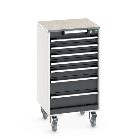 40402142 - Armoire Roulante CUBIO SLR-558-71 - Avec 6 Tiroirs + Dessus Lino - LxPxH: 525x525x990mm - Gris Anthracite RAL 7016 40402142 - Armoire Roulante CUBIO SLR-558-71 - Avec 6 Tiroirs + Dessus Lino - LxPxH: 525x525x990mm - Gris Anthracite RAL 7016