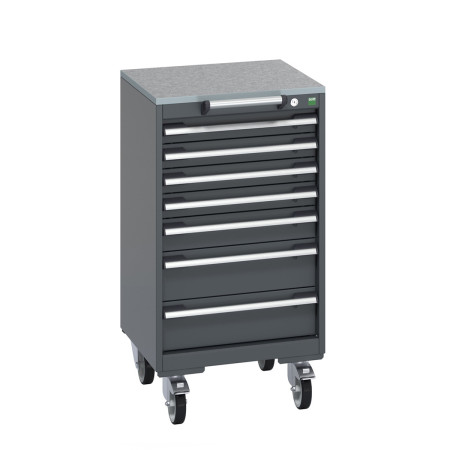40402142 - Armoire Roulante CUBIO SLR-558-71 - Avec 6 Tiroirs + Dessus Lino - LxPxH: 525x525x990mm - Full Gris Anthracite RAL 7016 40402142 - Armoire Roulante CUBIO SLR-558-71 - Avec 6 Tiroirs + Dessus Lino - LxPxH: 525x525x990mm - Full Gris Anthracite RAL 7016