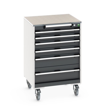 40402152 - Armoire Roulante CUBIO SLR-668-61 - Avec 6 Tiroirs + Dessus Lino - LxPxH: 650x650x990mm - Gris Anthracite RAL 7016 40402152 - Armoire Roulante CUBIO SLR-668-61 - Avec 6 Tiroirs + Dessus Lino - LxPxH: 650x650x990mm - Gris Anthracite RAL 7016