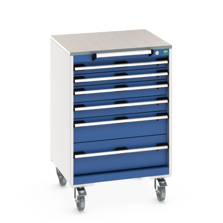 40402152 - Armoire Roulante CUBIO SLR-668-61 - Avec 6 Tiroirs + Dessus Lino - LxPxH: 650x650x990mm - Bleu Gentiane RAL 5010 40402152 - Armoire Roulante CUBIO SLR-668-61 - Avec 6 Tiroirs + Dessus Lino - LxPxH: 650x650x990mm - Bleu Gentiane RAL 5010