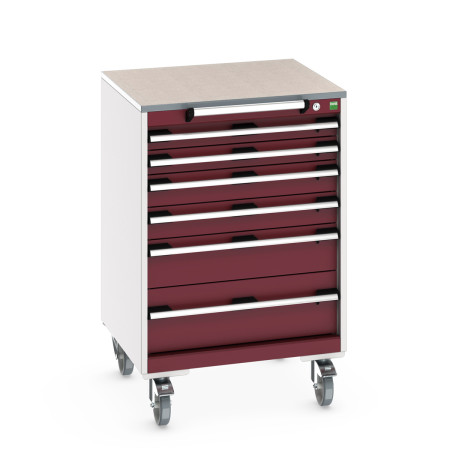40402152 - Armoire Roulante CUBIO SLR-668-61 - Avec 6 Tiroirs + Dessus Lino - LxPxH: 650x650x990mm - Rouge Pourpre RAL 3004 40402152 - Armoire Roulante CUBIO SLR-668-61 - Avec 6 Tiroirs + Dessus Lino - LxPxH: 650x650x990mm - Rouge Pourpre RAL 3004