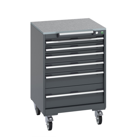 40402152 - Armoire Roulante CUBIO SLR-668-61 - Avec 6 Tiroirs + Dessus Lino - LxPxH: 650x650x990mm - Full Gris Anthracite RAL 7016 40402152 - Armoire Roulante CUBIO SLR-668-61 - Avec 6 Tiroirs + Dessus Lino - LxPxH: 650x650x990mm - Full Gris Anthracite RAL 7016
