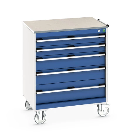 40402158 - Armoire Roulante CUBIO SLR-868-51 - Avec 5 Tiroirs + Dessus Lino - LxPxH: 800x650x890mm - Bleu Gentiane RAL 5010 40402158 - Armoire Roulante CUBIO SLR-868-51 - Avec 5 Tiroirs + Dessus Lino - LxPxH: 800x650x890mm - Bleu Gentiane RAL 5010