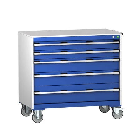40402166 - Armoire Roulante CUBIO SLR-1068-51 - Avec 5 Tiroirs + Dessus Lino - LxPxH: 1050x650x890mm - Bleu Gentiane RAL 5010 40402166 - Armoire Roulante CUBIO SLR-1068-51 - Avec 5 Tiroirs + Dessus Lino - LxPxH: 1050x650x890mm - Bleu Gentiane RAL 5010