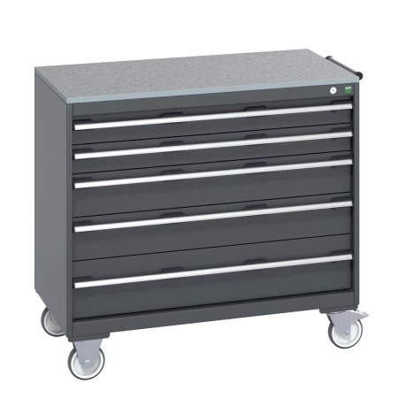 40402166 - Armoire Roulante CUBIO SLR-1068-51 - Avec 5 Tiroirs + Dessus Lino - LxPxH: 1050x650x890mm - Full Gris Anthracite RAL 7016 40402166 - Armoire Roulante CUBIO SLR-1068-51 - Avec 5 Tiroirs + Dessus Lino - LxPxH: 1050x650x890mm - Full Gris Anthracite RAL 7016