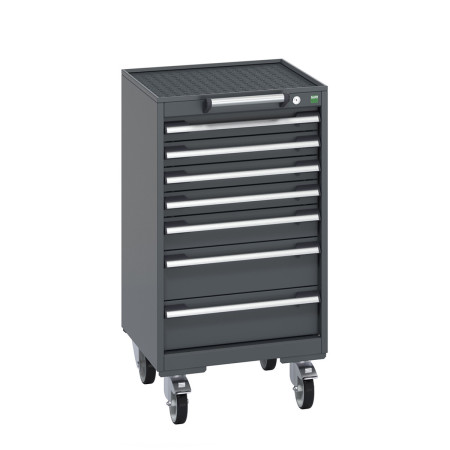 40402021 - Armoire Roulante CUBIO SLR-558-71 - Avec 7 Tiroirs + Dessus Rebords/Tapis - LxPxH: 525x525x985mm - Full Gris Anthracite RAL 7016 40402021 - Armoire Roulante CUBIO SLR-558-71 - Avec 7 Tiroirs + Dessus Rebords/Tapis - LxPxH: 525x525x985mm - Full Gris Anthracite RAL 7016