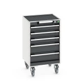 40402132 - Armoire Roulante CUBIO SLR-557-53 - Avec 5 Tiroirs + Dessus Rebords/Tapis - LxPxH: 525x525x885mm - Gris Anthracite RAL 7016 40402132 - Armoire Roulante CUBIO SLR-557-53 - Avec 5 Tiroirs + Dessus Rebords/Tapis - LxPxH: 525x525x885mm - Gris Anthracite RAL 7016